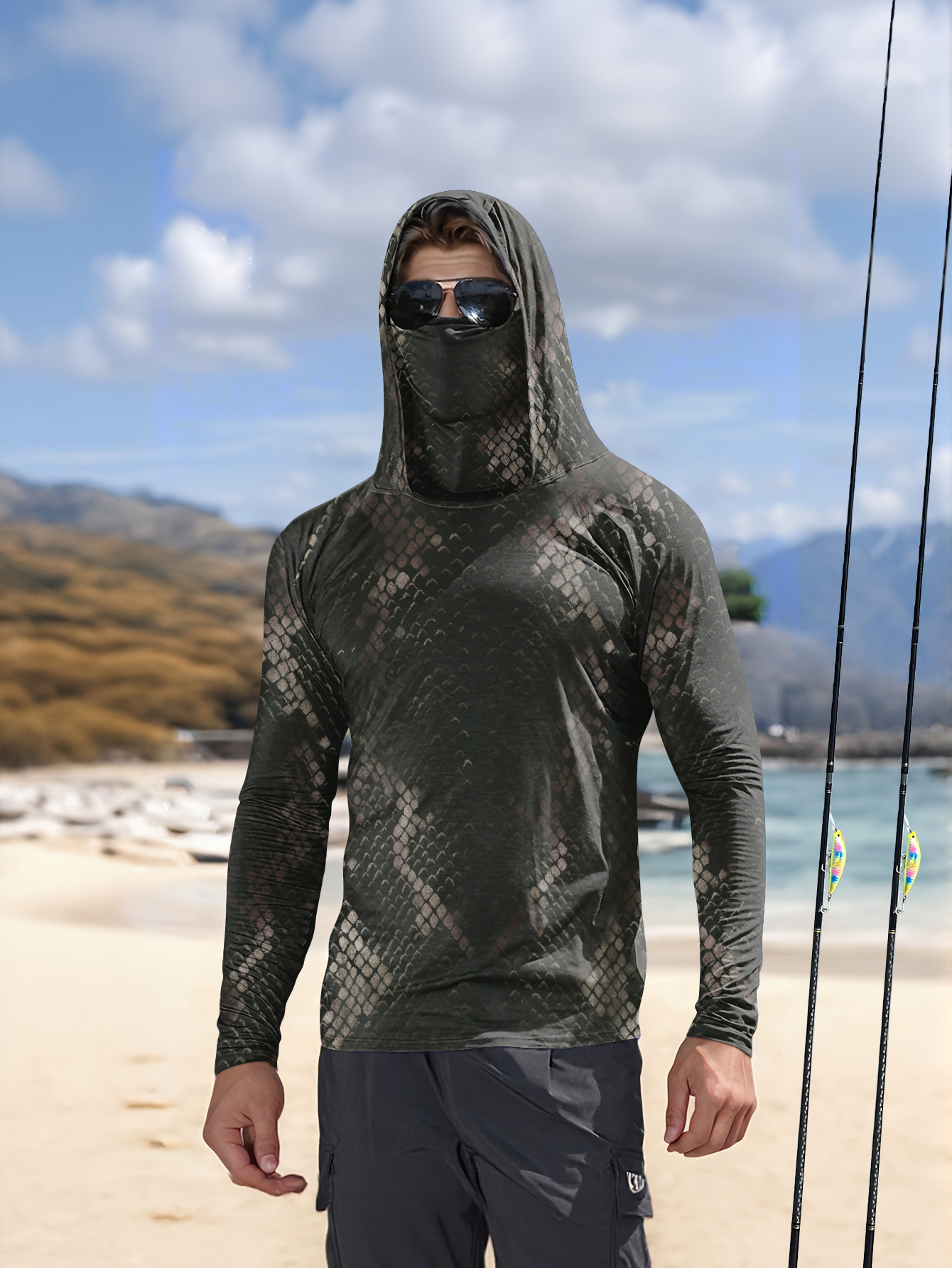 Fishing - Kemeja Memancing Pria Berkerudung Lengan Panjang