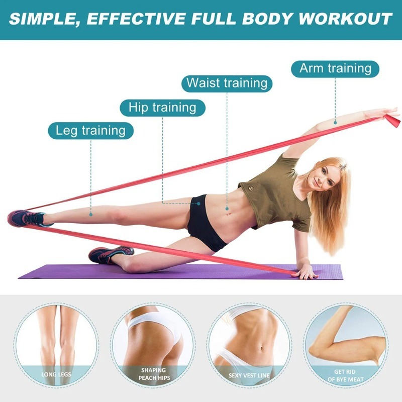 Pita Latihan Lateks Alami, Pit - Pilates Bar Kit With Resistance Bands ulasan dan harga