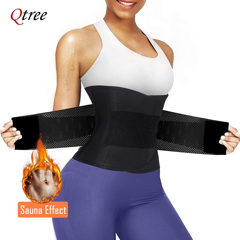 Qtree Korset Pelangsing Pingga - Sweat Waist Trainer Belt Neoprene ulasan dan harga